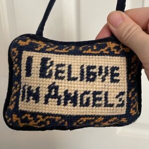 Navy and Gold Needlepoint Hanging Decor